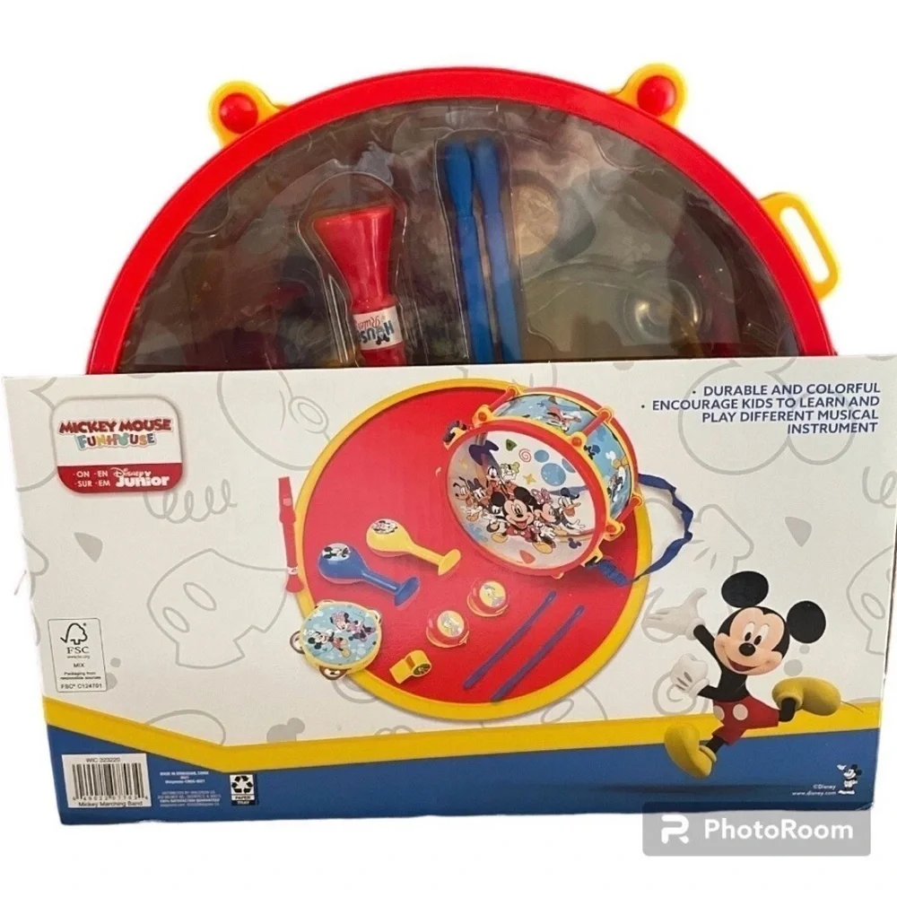 Disney Junior Mickey Mouse Toy 10 Piece Marching Band Red Drum Set New In Box
